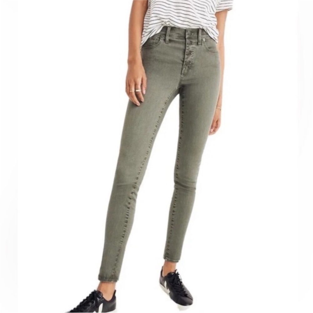 Madewell 9" High-Rise Skinny Jeans: Garment-Dyed Button-Front Edition Grey